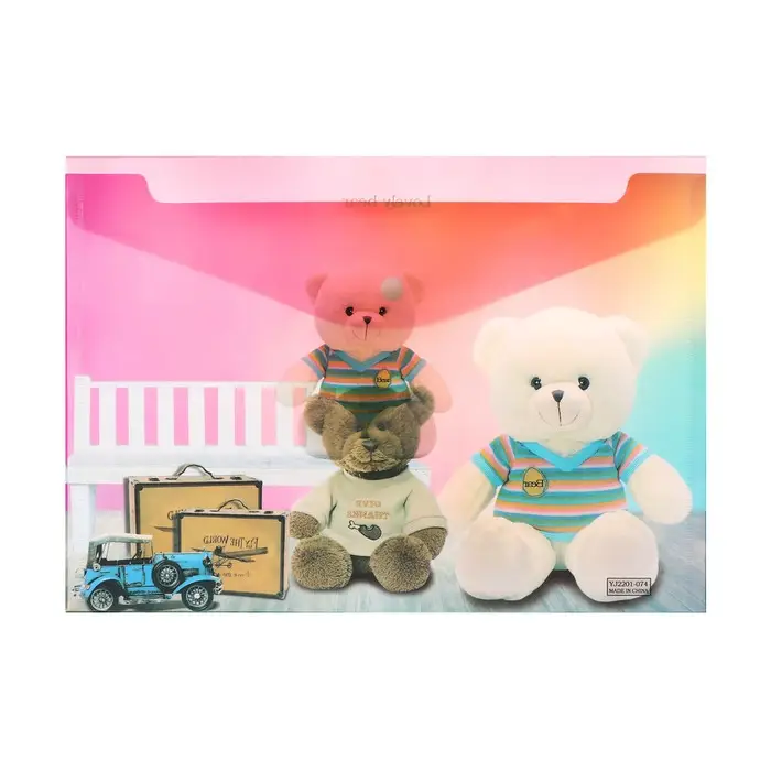 Папка-конверт на кнопке, А4, 180 мкм, "Мишка", МИКС