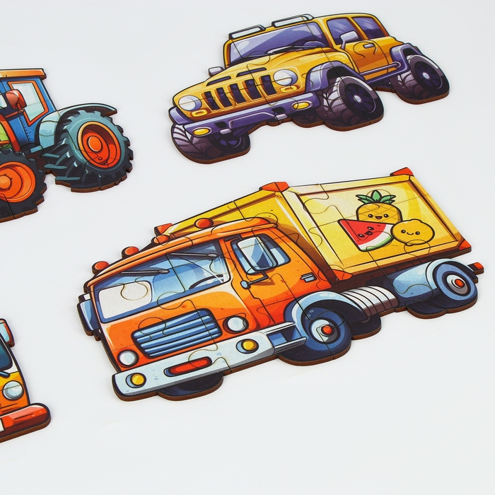 Пазлы деревянные развивающие для малышей &laquo;Машинки&raquo;