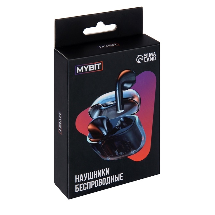 Наушники беспроводные Mybit Pro13, TWS, вкладыши, BT 5.0, 30/180 мАч, прозрачные, чёрные