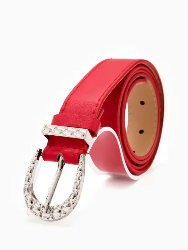 Ремень жен 05-01-02-01, Июнь2509, 3*0,3*110 см, без винта, пряж металл, 1 прокол, красный