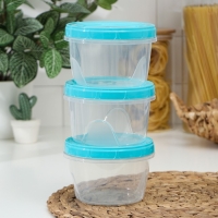 Набор банок для хранения продуктов с крышкой &laquo;Фиджи&raquo;, 3 шт, 0,7 л, цвет крышки МИКС