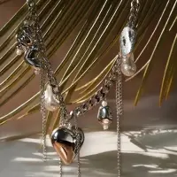 Колье "Многослойность" цепь с сердечком, цвет белый в серебре