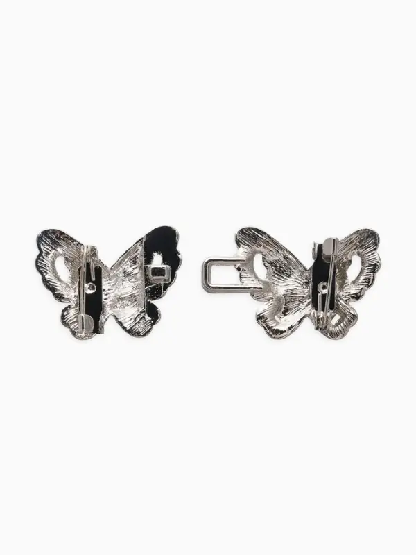 Зажим для кардигана "Ажур", бабочка, искра, цвет белый в серебре