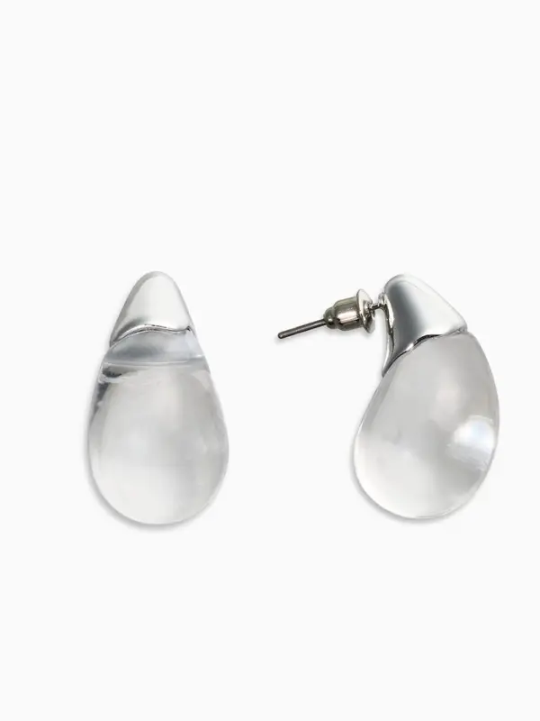 Серьги "Капли Бо", цвет прозрачный белый в серебре