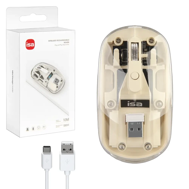 Мышь беспроводная WM-8 ISA Прозрачно-бежевая