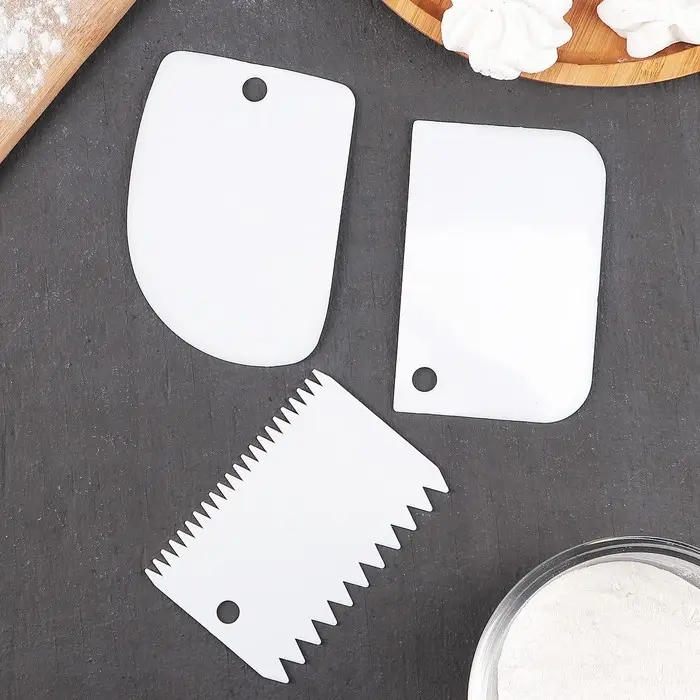 Набор шпателей кондитерских Доляна, 3 предмета: 12&times;8 см, 11&times;7.5 см, 8.8&times;12.2 см, МИКС