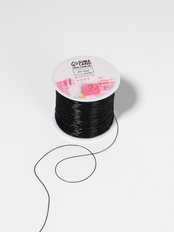 Нить для плетения 100&plusmn;1м d0,4мм эластичная силикон чёрный АУ