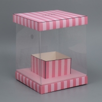 Коробка подарочная для цветов с вазой и PVC окнами складная, упаковка, &laquo;Love&raquo;, 23 х 30 х 23 см