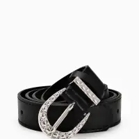 Ремень жен 05-01-02-01, Июнь2509, 3*0,3*110 см, без винта, пряж металл, 1 прокол, черный