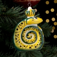 Ёлочный фарфоровая игрушка "Змей", крепление петля, 9 см