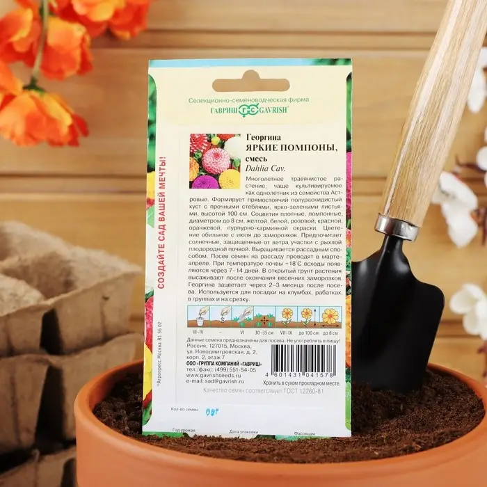 Семена цветов Георгина "Яркие помпоны", ц/п,   0,2 г