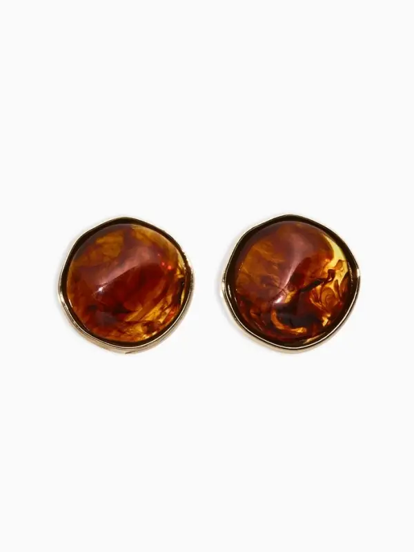 Серьги акрил "Круг", цвет коричнево-прозрачный в золоте