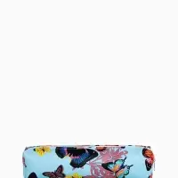 Косметичка-пенал на молнии, с рисунком, голубая