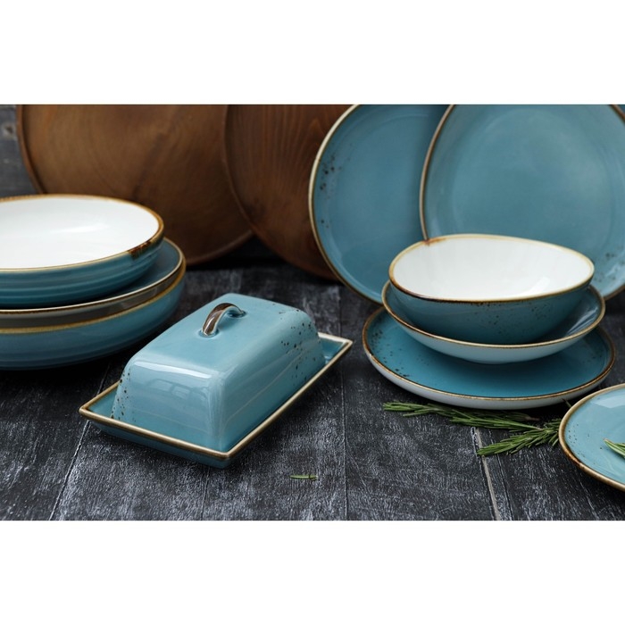 Маслёнка фарфоровая Magistro &laquo;Церера&raquo;, 18&times;12 см, цвет голубой