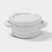 Горшочек для запекания Доляна &laquo;Зефир&raquo;, 250 мл, 15&times;10,5&times;6,3 см, с ручками, с крышкой, керамика, белый