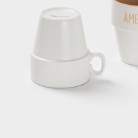 Набор кружек Доляна "Кофейная карта " 4 шт на подставке, 11х8,5х10 см, цвет белый