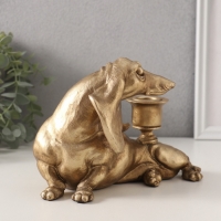 Подсвечник полистоун на 1 свечу "Шарж. Такса" золото 19х11х13 см