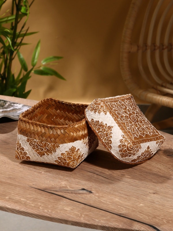 Корзинка плетеная "Манадо" бамбук 16х16х12 см, светлая