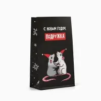 Пакет подарочный без ручек &laquo;С Новым годом, подружка&raquo;, 10&times;19.5&times;7 см
