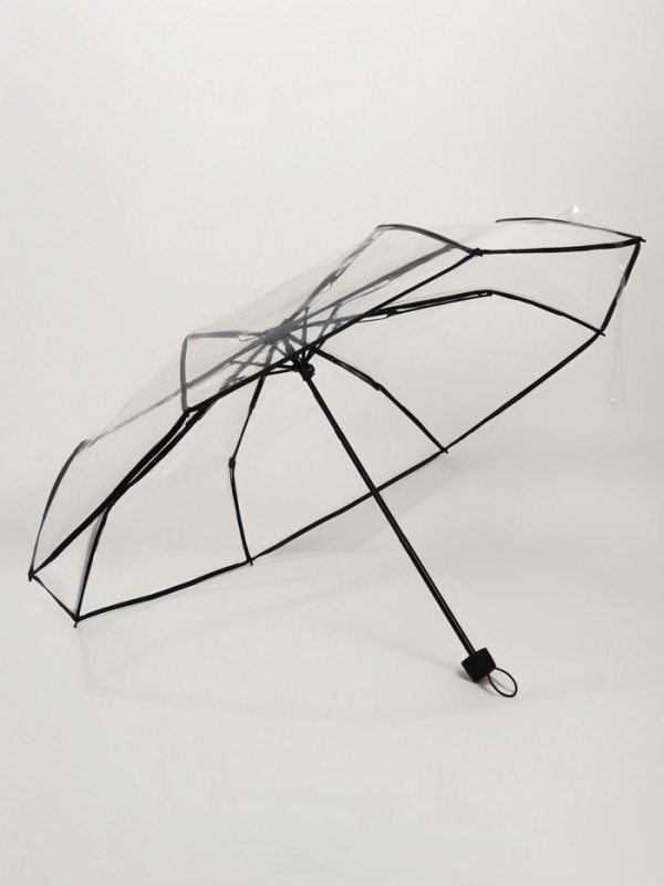 Зонт мех R48/53 8сп 3 сл ПВХ ОДНОТОН круглая ручка черный шильд QF