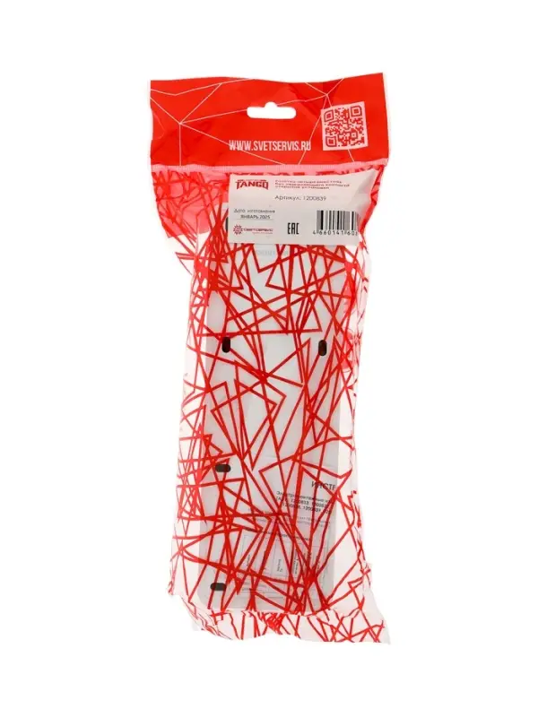 Розетка четырехместная TANGO, 16 А, 250 В, IP 20, без заземления, огнеупорный ABS-пластик, белая 109