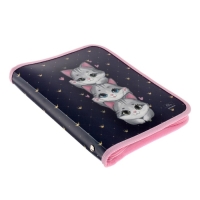 Папка для тетрадей А5, 180 х 230 х 25 мм, молния вокруг, пластиковая 0.5, ПМ-А5-04 Calligrata "Котики"