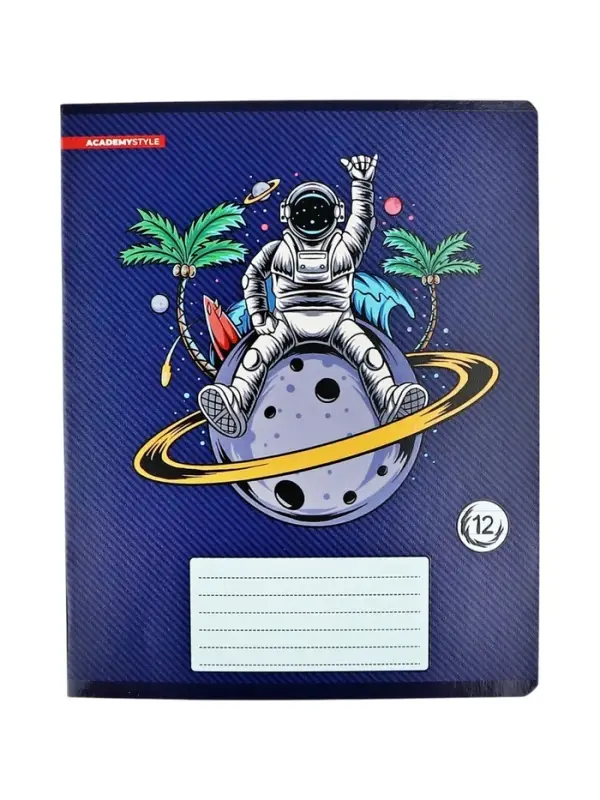 Тетрадь 12 листов, в линейку &laquo;Космическое приключение&raquo;, мелованный картон, МИКС