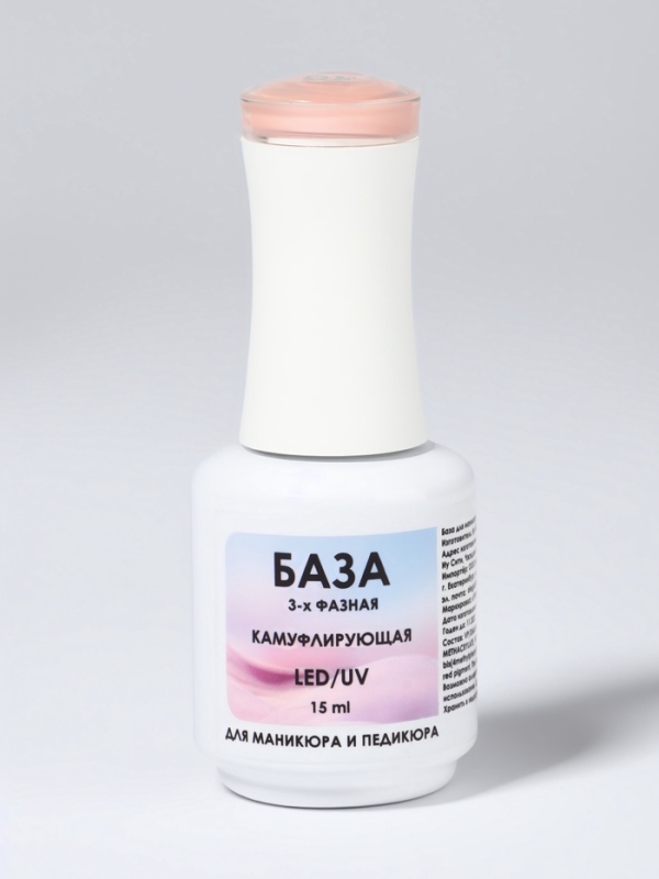 База камуфлирующая д/маникюра 3-х фазная LED/UV 15мл (CNP022) накл QF