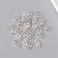 Декор для творчества металл "Love с сердечком" серебро набор 30 шт 1,4х0,8 см