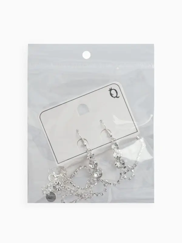 Набор 2 предмета: серьги, колье &laquo;Вечерний шик&raquo;, белый в серебре