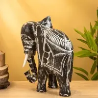 Сувенир "Слон" дерево 24х9х30 см, цв. чёрно-белый