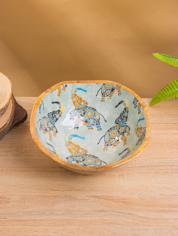 Салатник "Мудрый слон" дерево манго 23х23х10,5 см