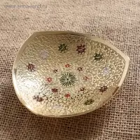 Блюдо латунь цветная эмаль "Роззи" 2,5х11х10,5 см