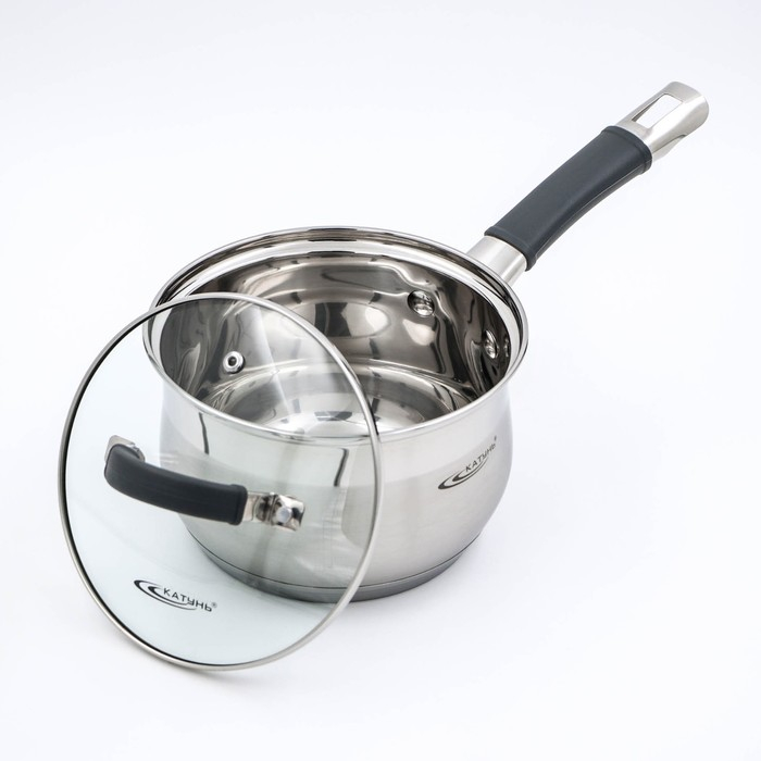 Ковш &laquo;Ирида&raquo;, 1,9 л, d=16 см, стеклянная крышка, капсульное дно, пластиковая ручка, индукция