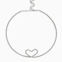 Набор 2 предмета: чокер, браслет &laquo;Обруч&raquo; сердце, цвет серебро