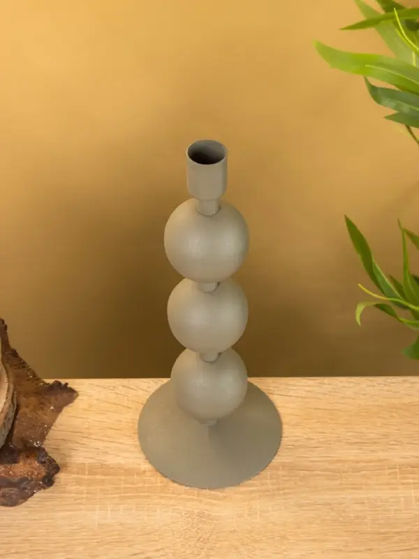 Подсвечник на 1 свечу текстурный "Графитовый" с 3 сферами 10х10х25 см