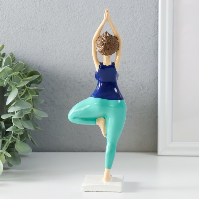 Сувенир полистоун "Пышечка - йога поза дерева" сине-бирюзовая 7х4,5х20,5 см