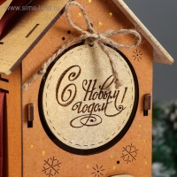 Коробка деревянная, 13.5&times;11.5&times;36.5 см "Новогодняя. Домик", подарочная упаковка, мокко