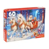 Пазл 60 эл. "Новогодняя упряжка" П60-7596