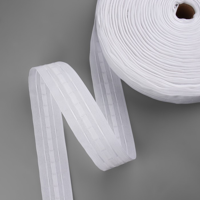 Шторная лента классическая, матовая, 4 см, 100 &plusmn; 1 м, цвет белый