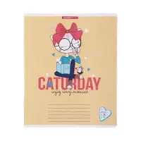 Тетрадь 18 листов в клетку "КотоДевочки", обложка бумага, текстура, блок офсет, МИКС