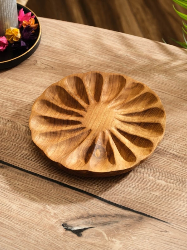 Тарелка "Раковина"  дерево Джати, 20х20х3 см, цв. коричневый