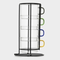 Набор стеклянных кружек на металлической подставке "Квартет", 4 шт, 250 мл