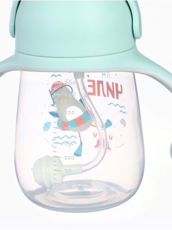 Поильник - непроливайка детский с силиконовой трубочкой &laquo;Чайка&raquo;, 260 мл., с ручками, голубой