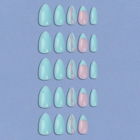 Накладные ногти &laquo;Freshness&raquo;, 24 шт, с клеевыми пластинами, форма миндаль, цвет голубой/розовый