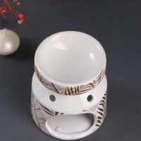 Аромалампа керамика "Золотые пальмовые листья на белом" 9,8х9,8х11 см