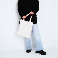 Шопер однотонный, 35 х 0.5 х 40 см, двунитка, без подклада, бежевый