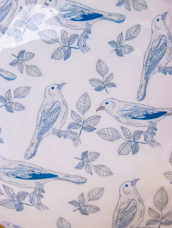 Салатник "Синие птицы" дерево манго 20х20х8 см