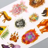 Наклейки бумага "Лев" набор 2 листа 20х15 см