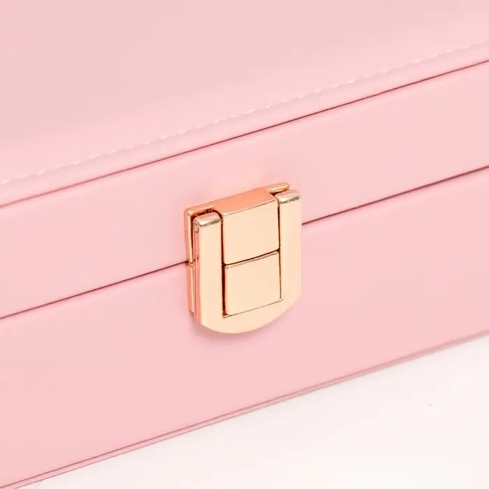 Шкатулка кожзам для украшений "Матовая гладь. Прямоугольная" розовая 16х11,5х5,5 см